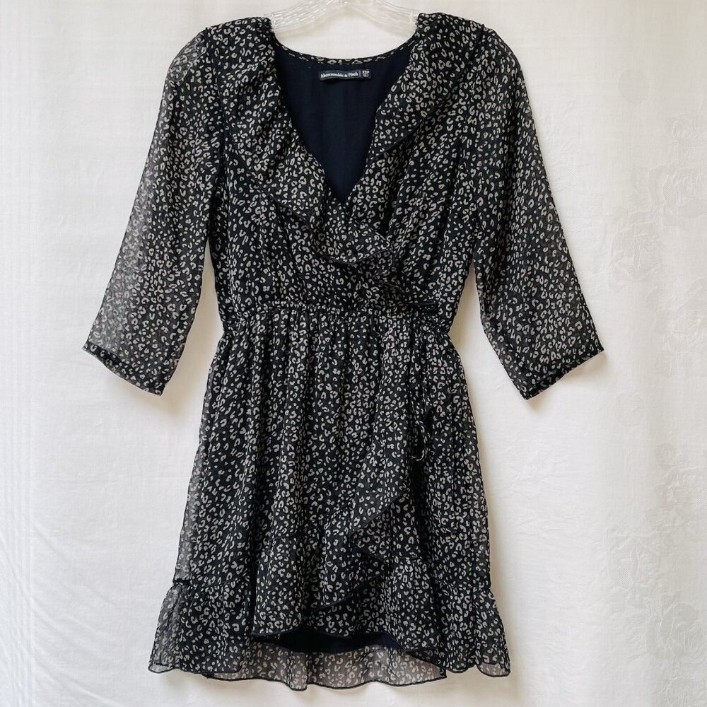 Abercrombie & Fitch Ruffle Chiffon Faux Wrap Dress Womens XS Y2k Fairy Whimsy